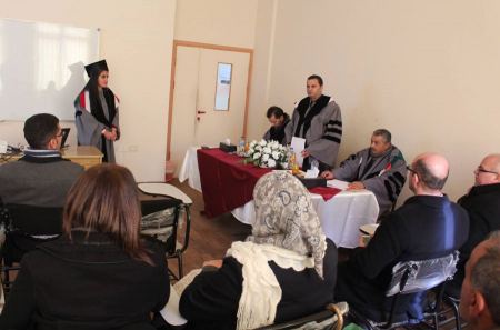 مناقشة رسالة ماجستير في الرياضيات التطبيقية في الجامعة العربية الامريكية 